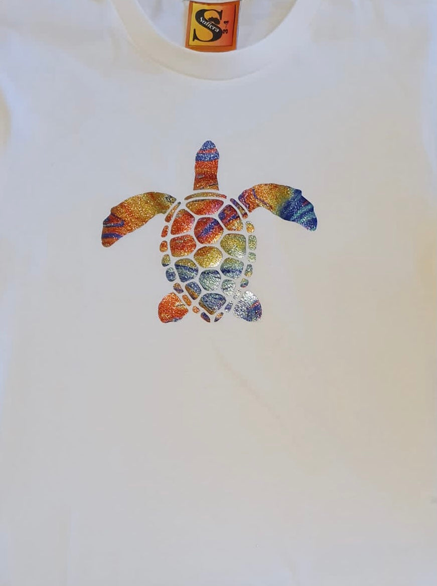 TURTLE Logo Shimmer effect T-Shirt - Women