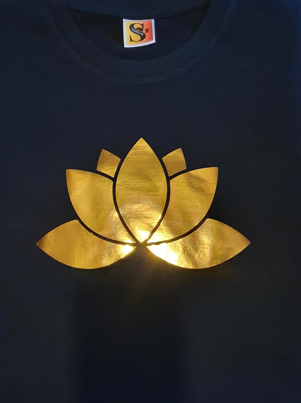 LOTUS FLOWER Metallic Gold Vinyl Logo T-Shirt - Girls