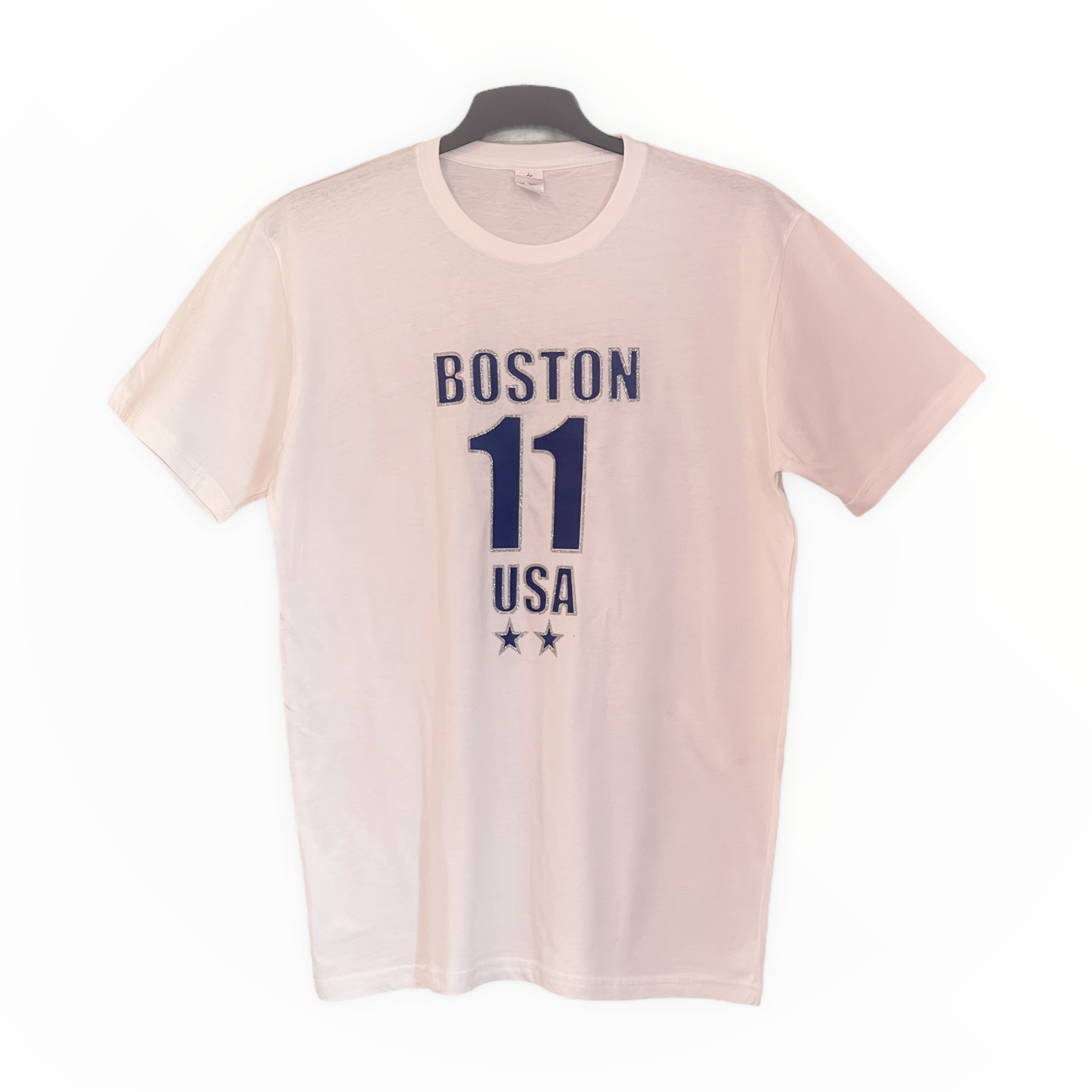 BOSTON - 11 - USA Blue logo with silver glitter T-Shirt - Boys