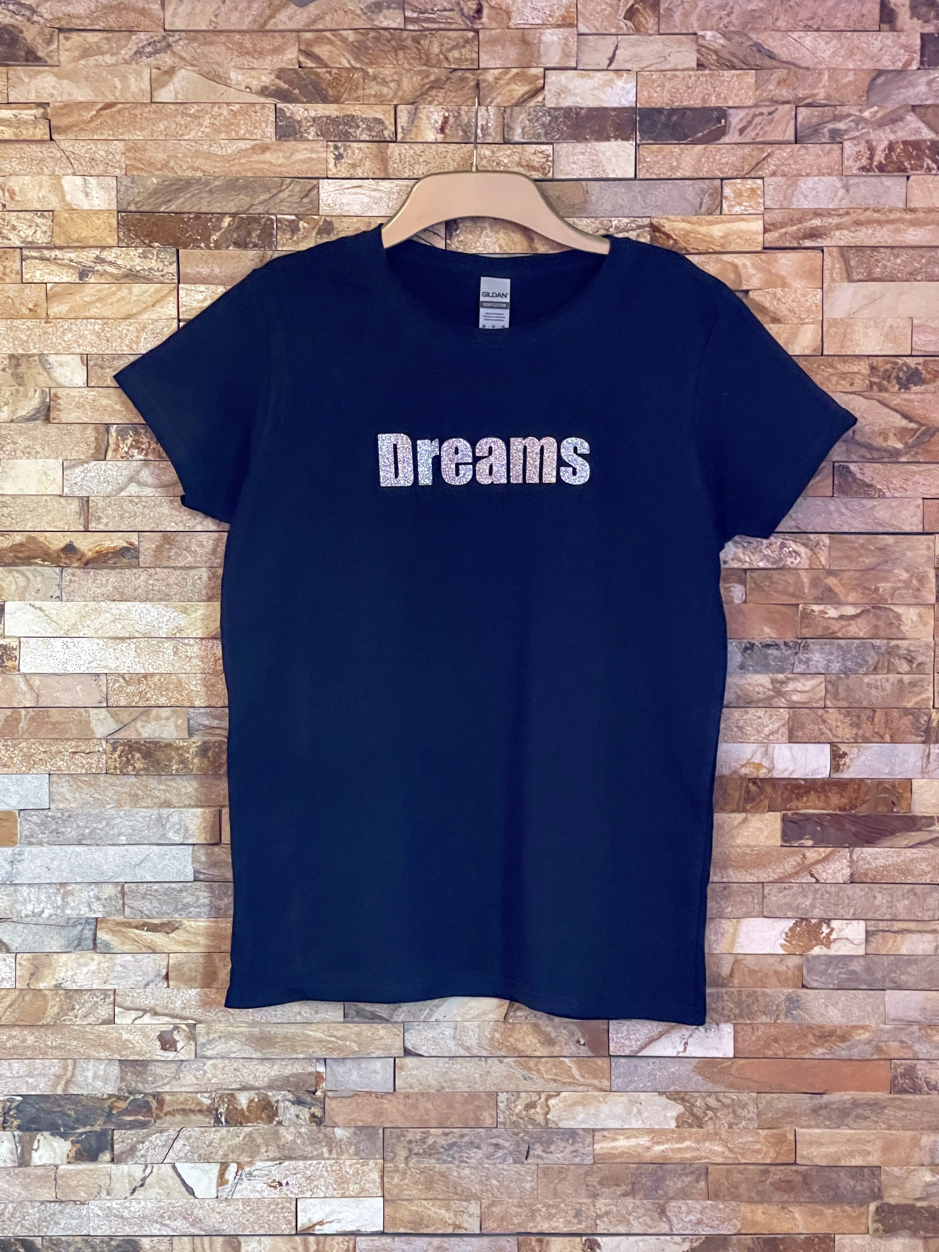 DREAMS silver glitter logo T-Shirt - Women