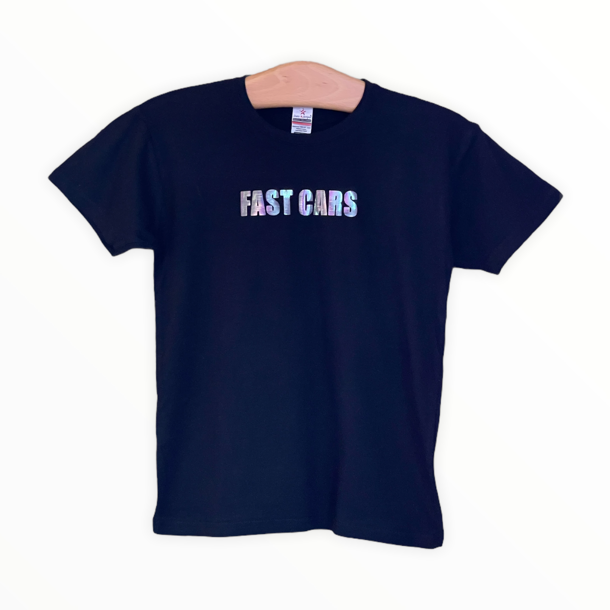 FAST CARS Metallic Silver Logo T-Shirt - Men