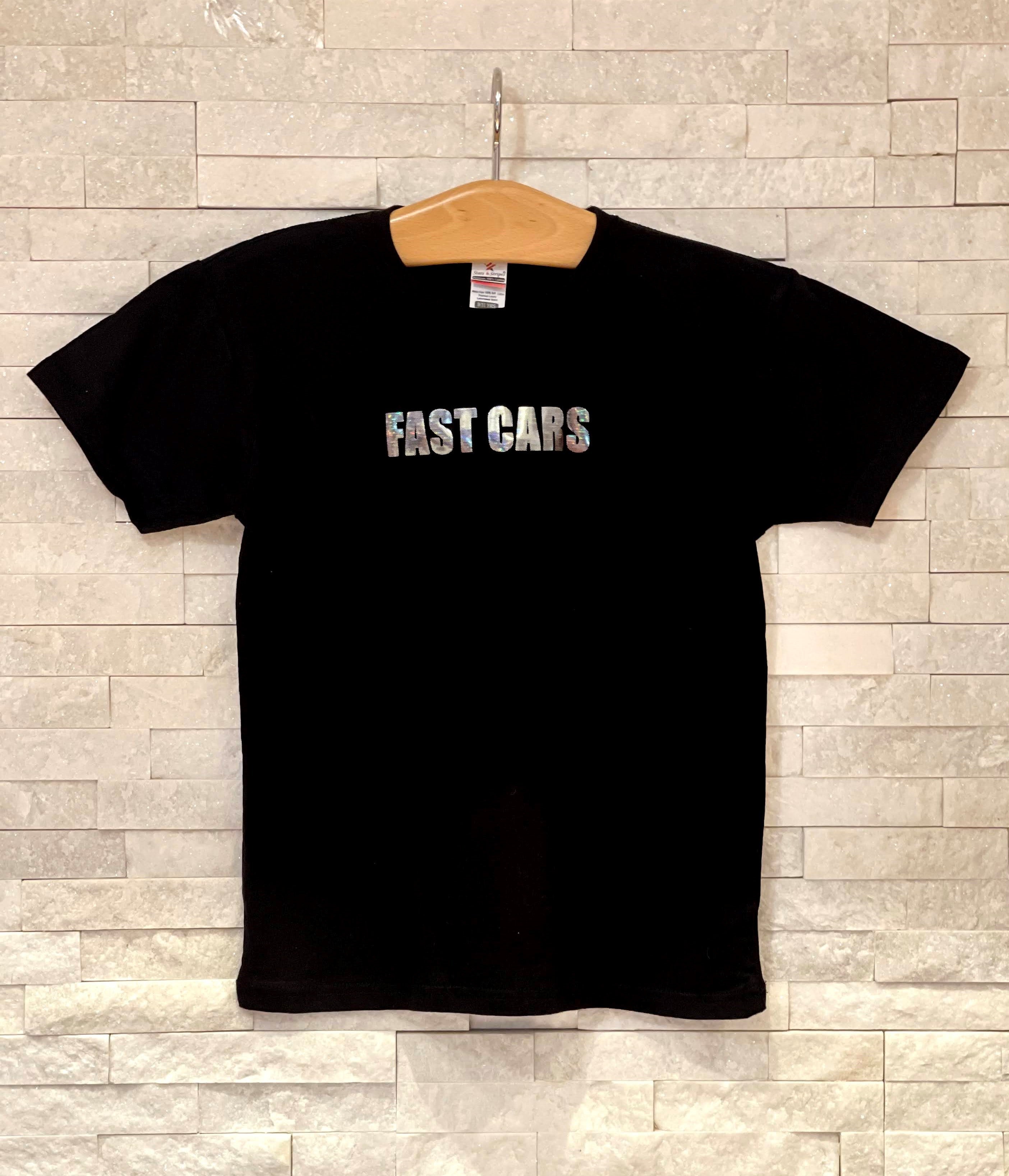 FAST CARS Metallic Silver Logo T-Shirt - Men