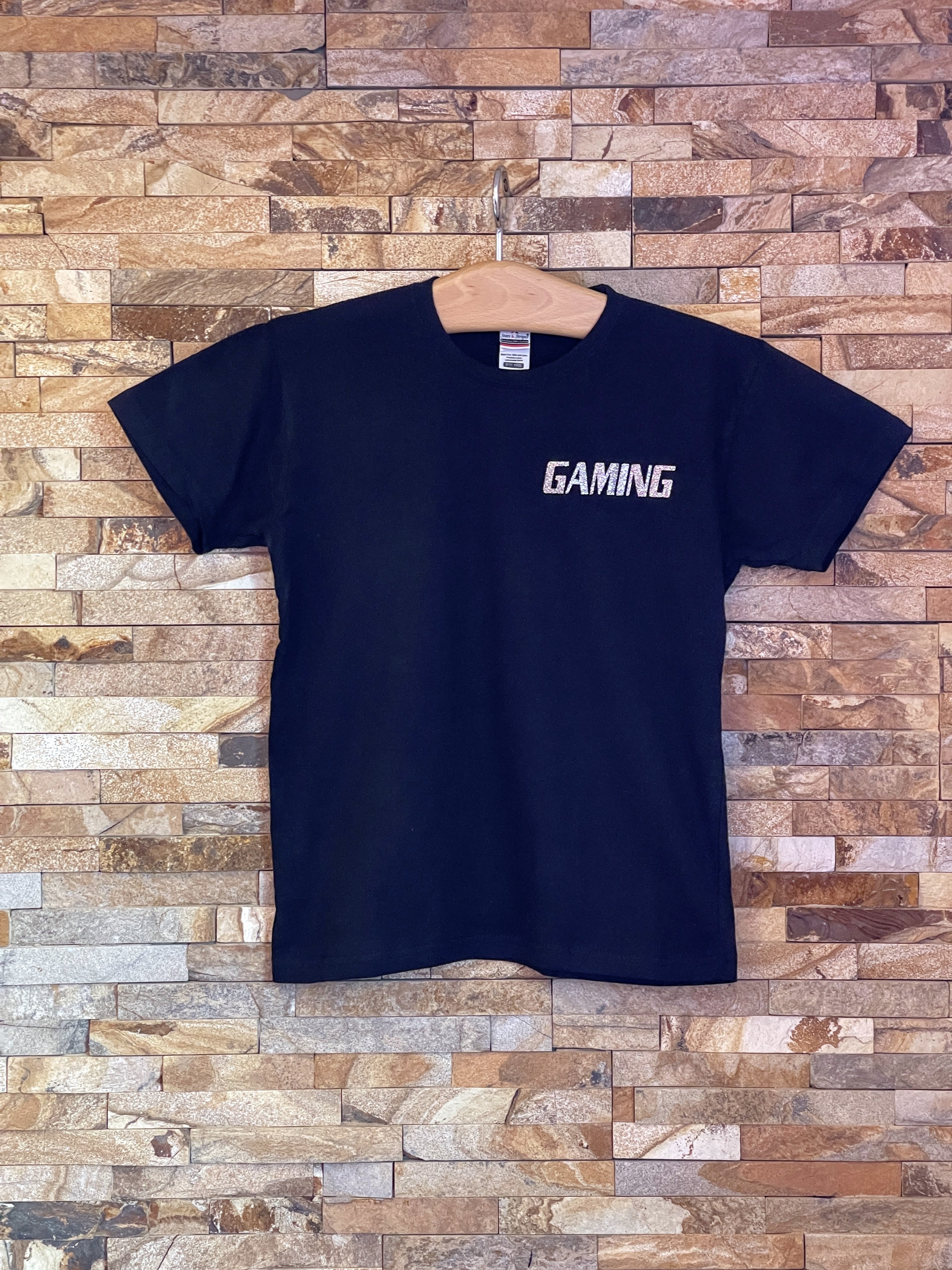 GAMING silver glitter logo T-Shirt - Girls