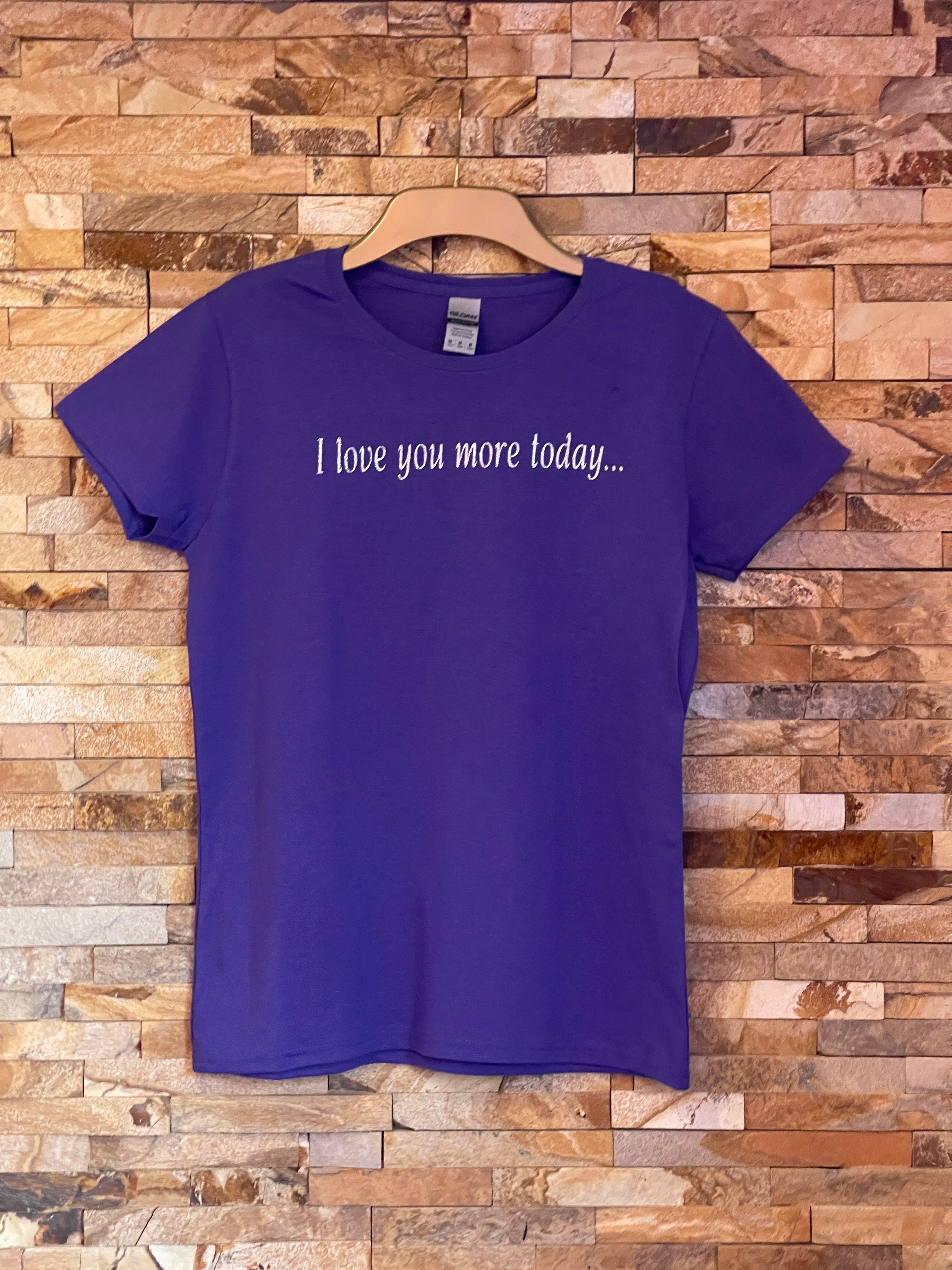 I LOVE YOU MORE TODAY silver glitter logo