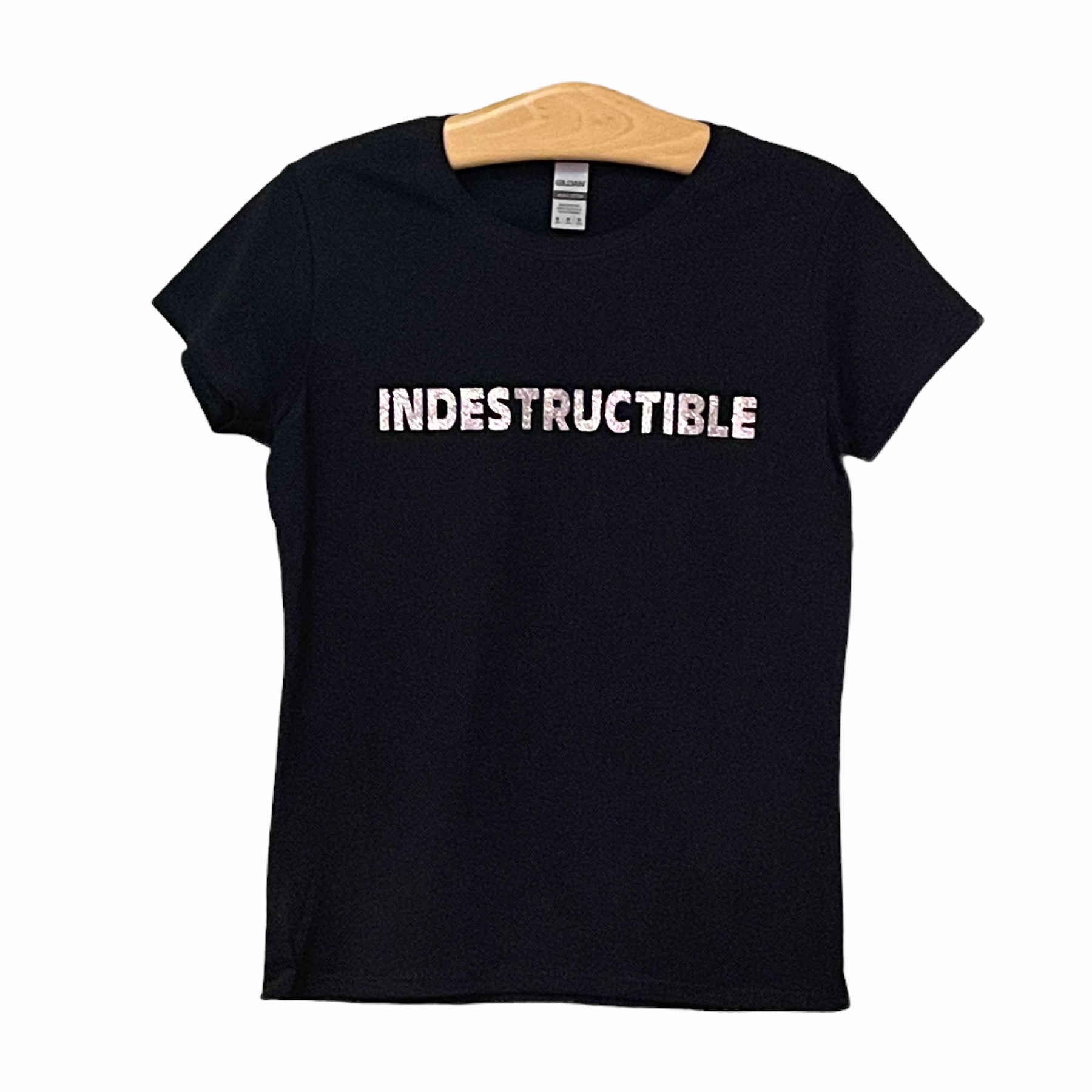 INDESTRUCTIBLE Silver Glitter Logo T-Shirt - Women