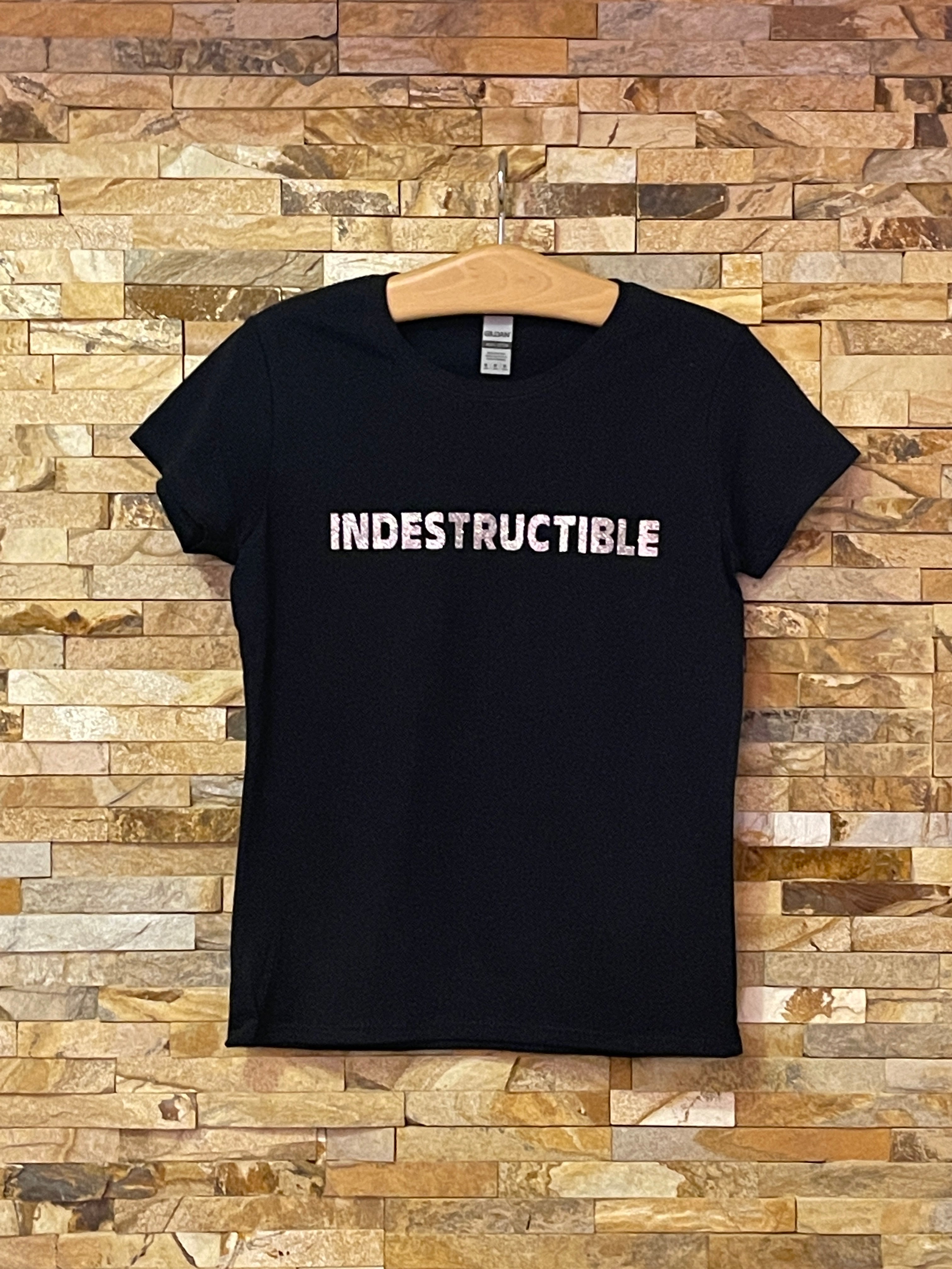 INDESTRUCTIBLE Silver Glitter Logo T-Shirt - Women