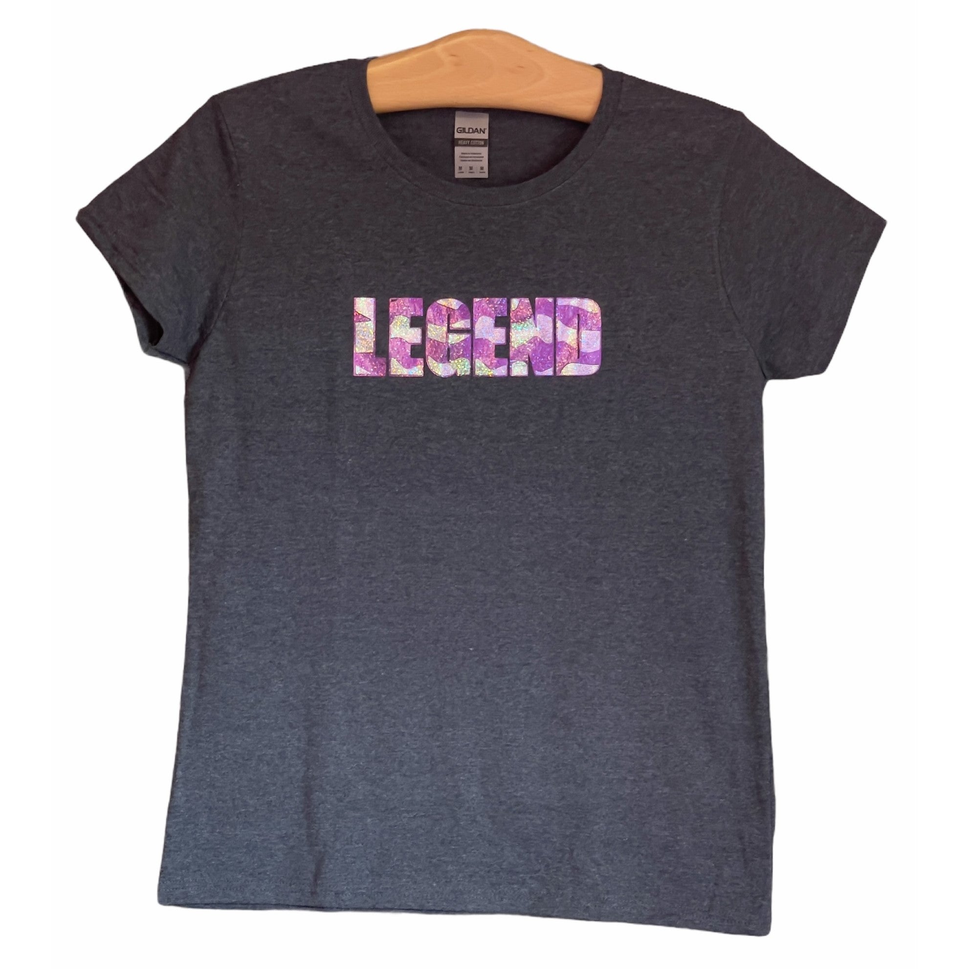 LEGEND Purple and Silver Zebra Metallic Logo T-Shirt - Women