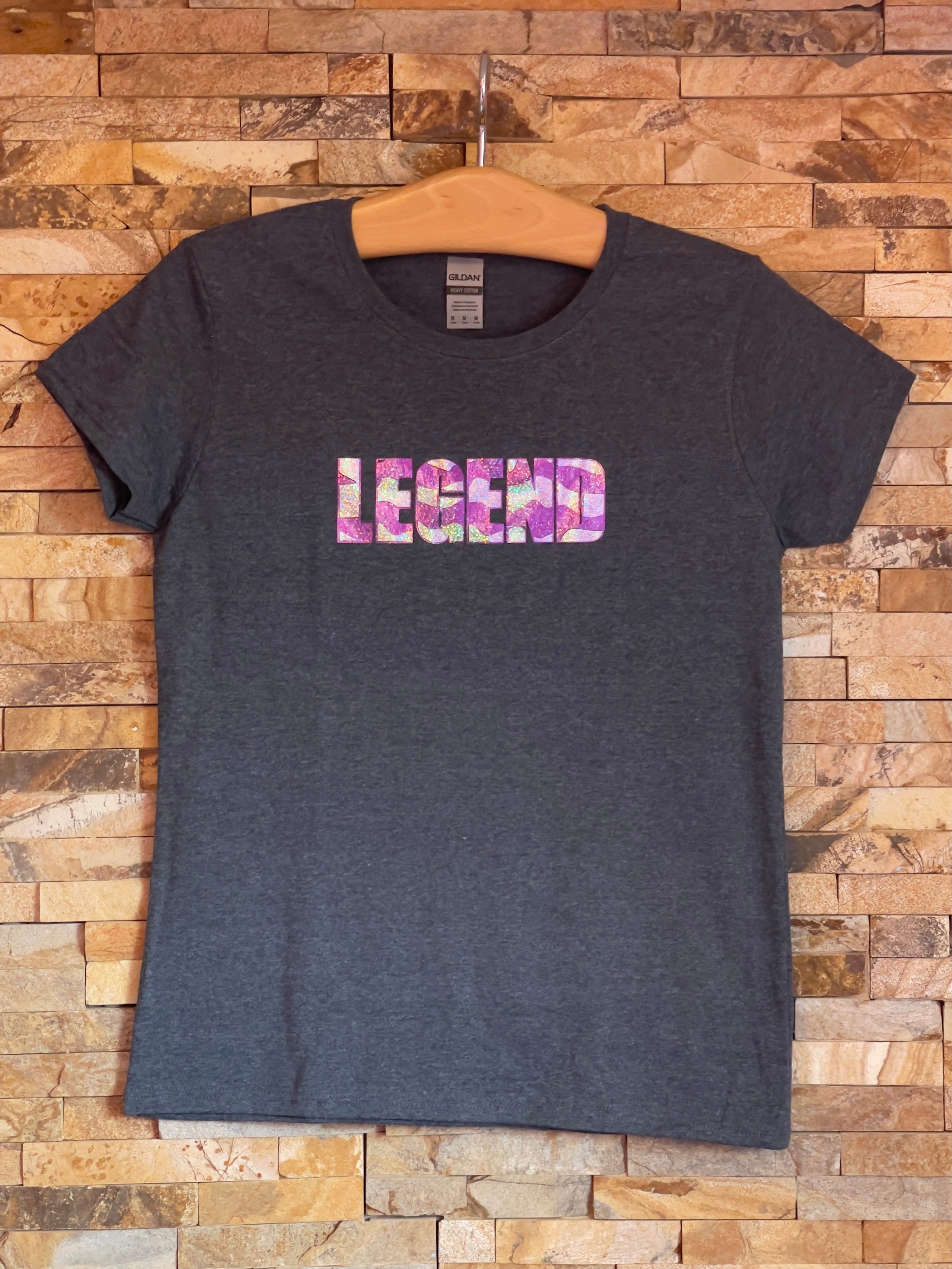 LEGEND Purple and Silver Zebra Metallic Logo T-Shirt - Women