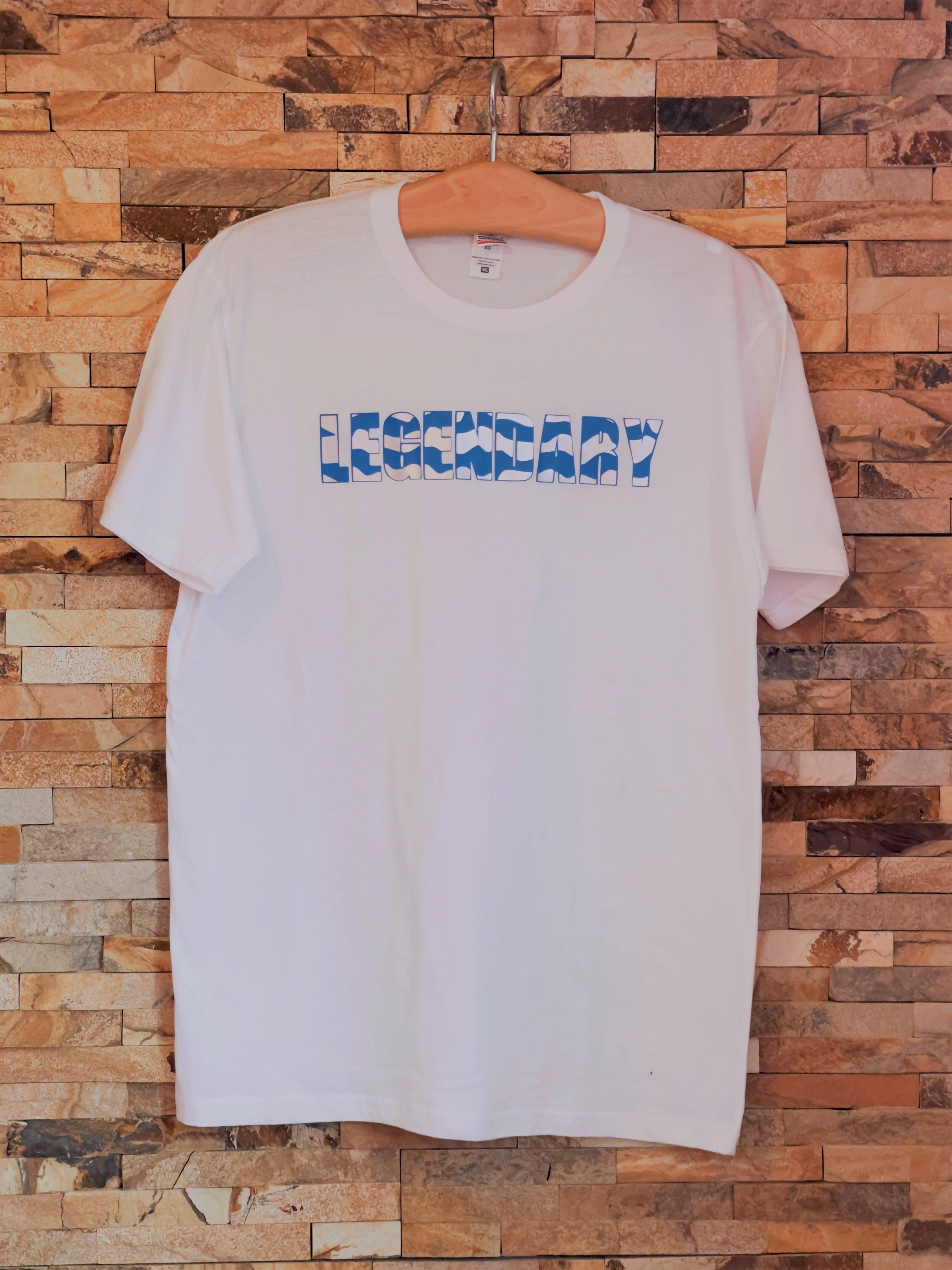 LEGENDARY Blue and Silver Metallic Logo T-Shirt - Men