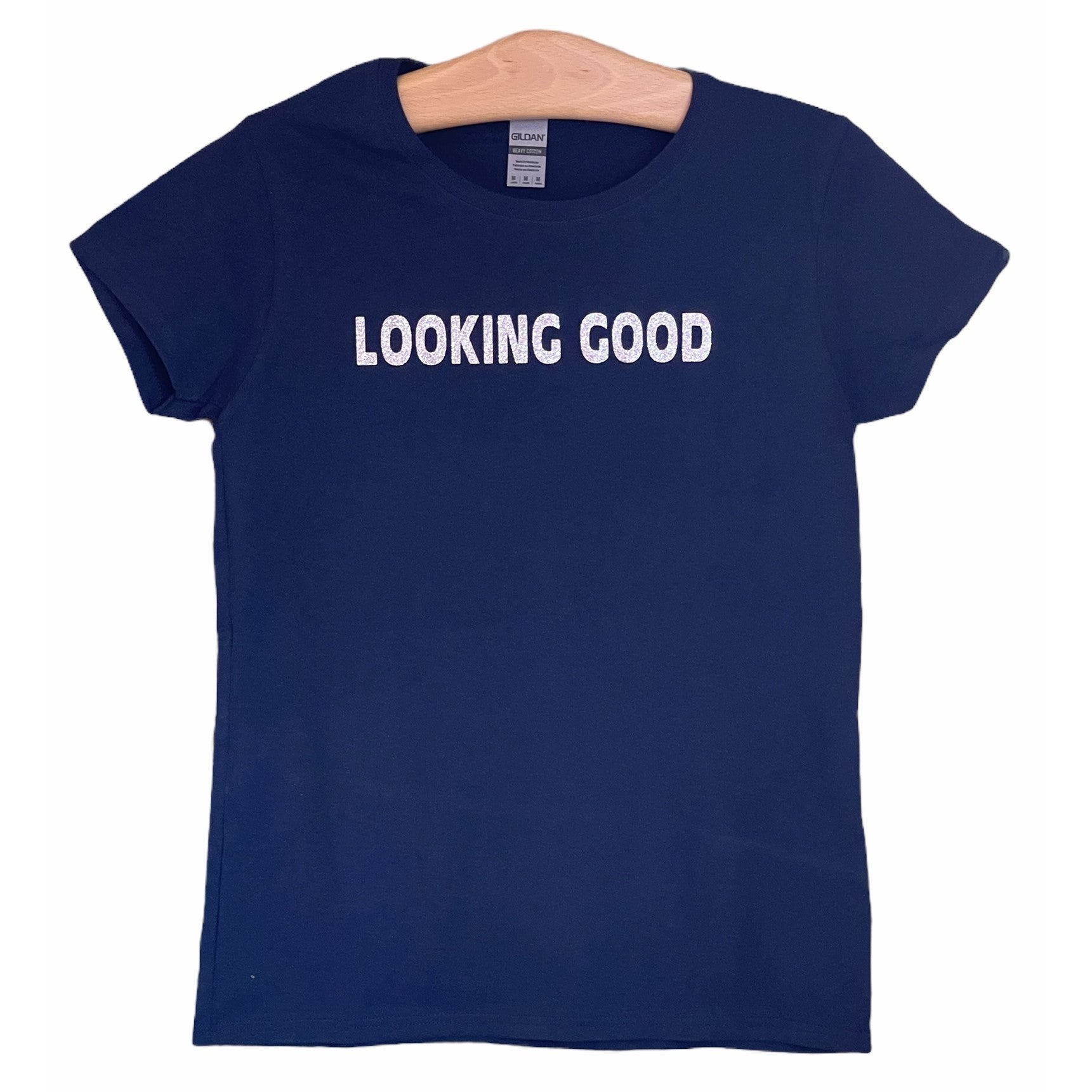 LOOKING GOOD Silver Glitter Logo T-Shirt - Girls