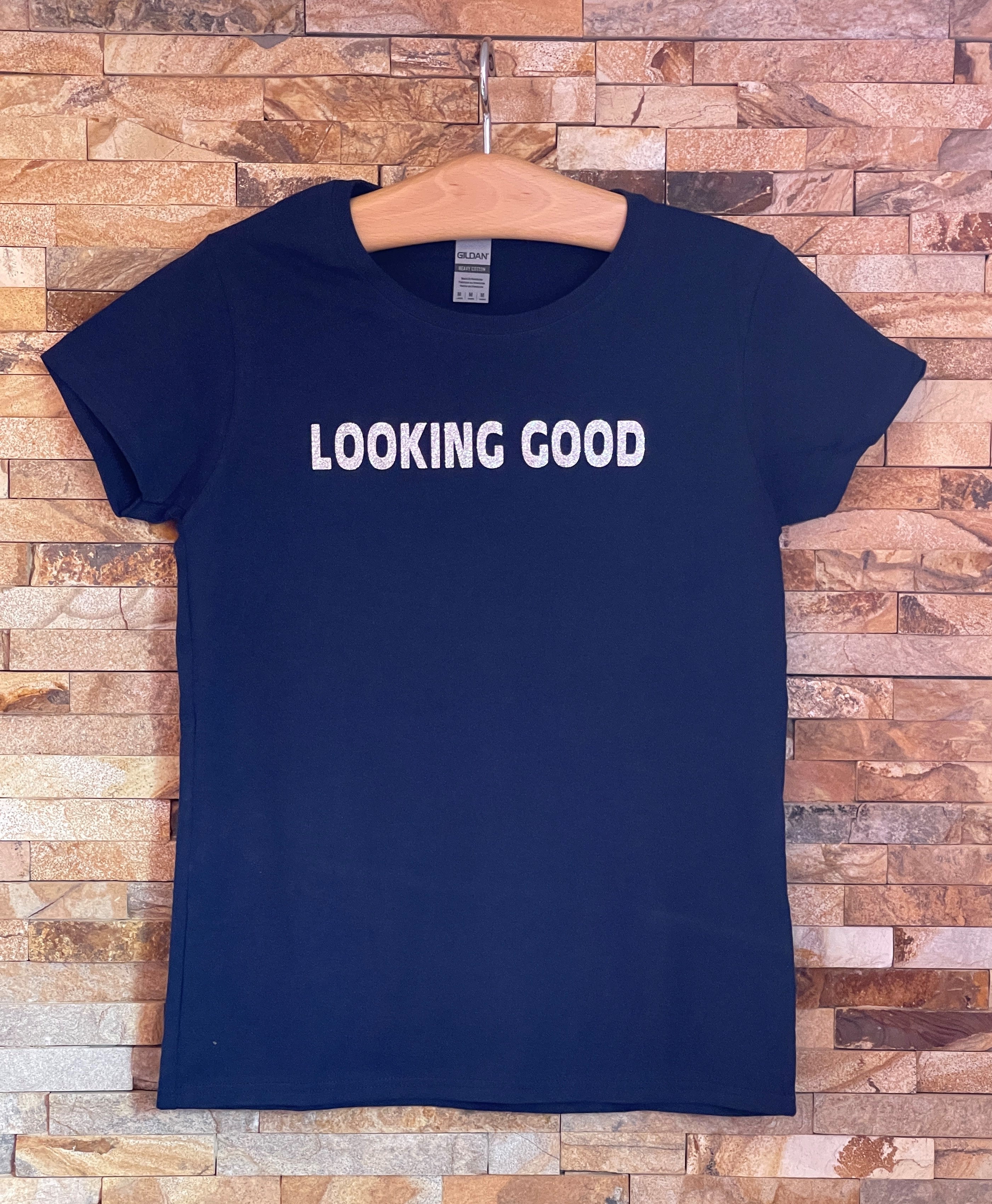 LOOKING GOOD Silver Glitter Logo T-Shirt - Girls