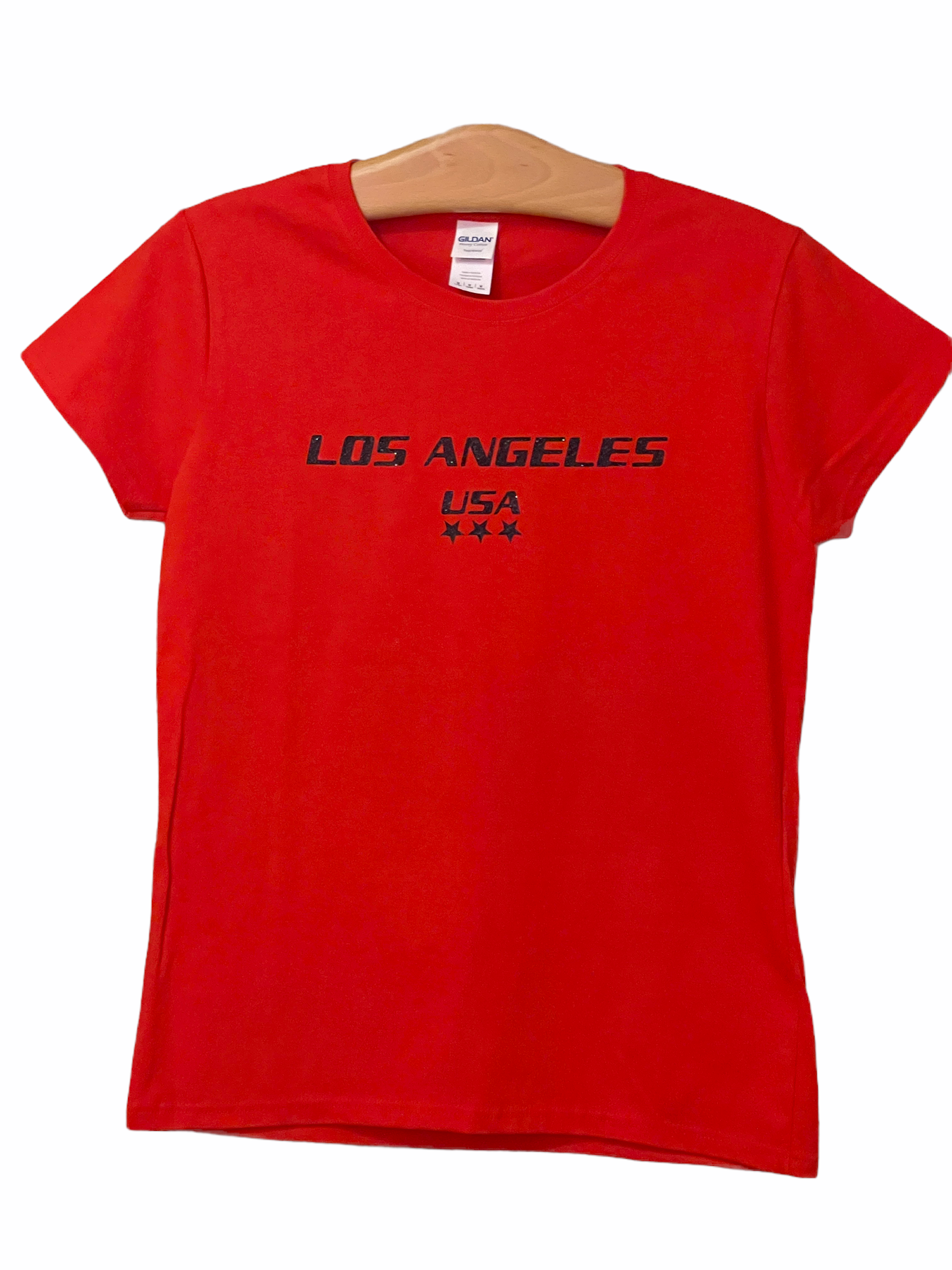 LOS ANGELES USA Black Glitter Logo T-Shirt - Unisex