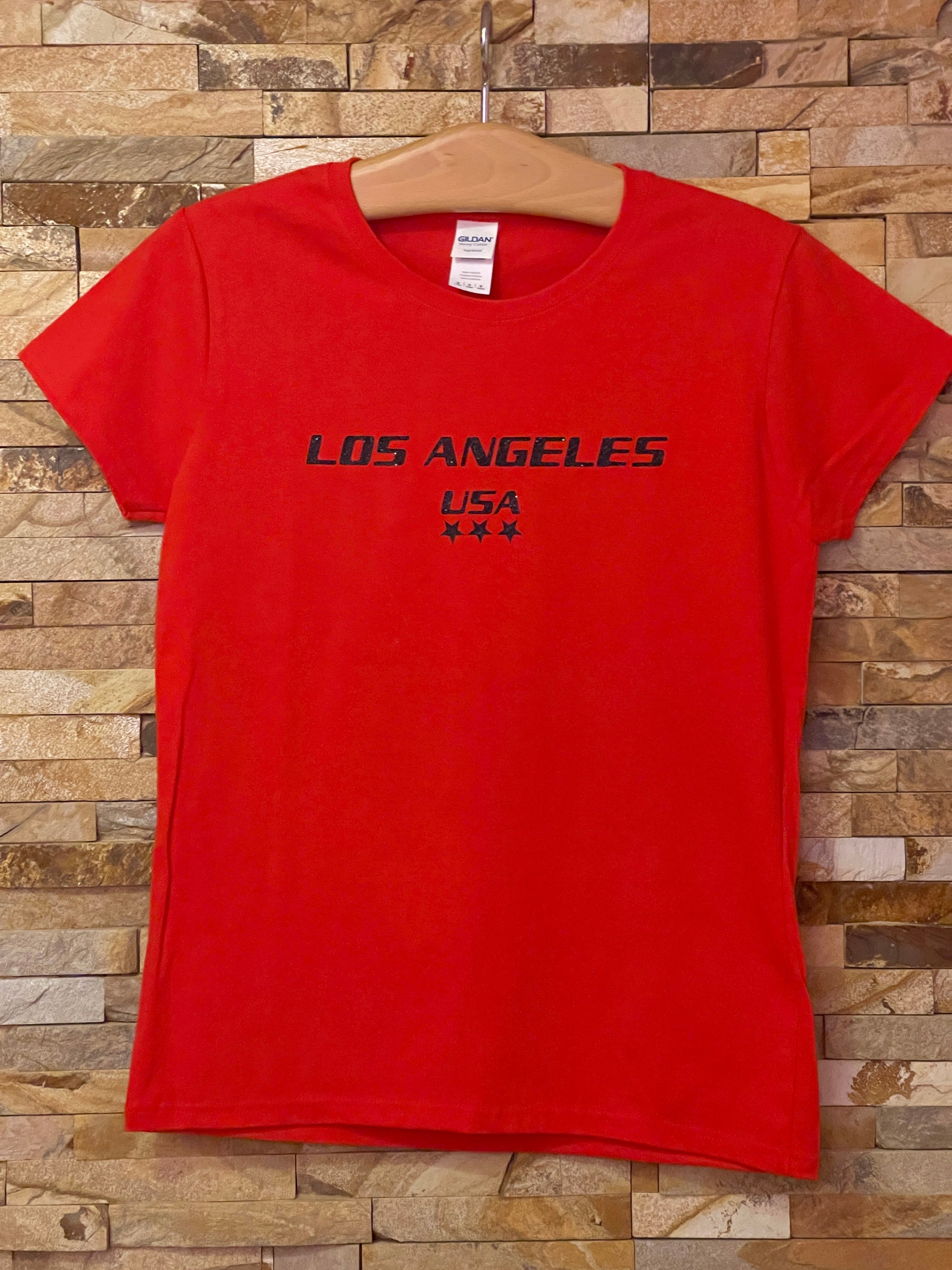 LOS ANGELES USA Black Glitter Logo T-Shirt - Unisex