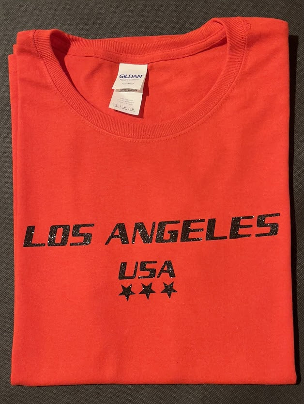 LOS ANGELES USA Black Glitter Logo T-Shirt - Unisex