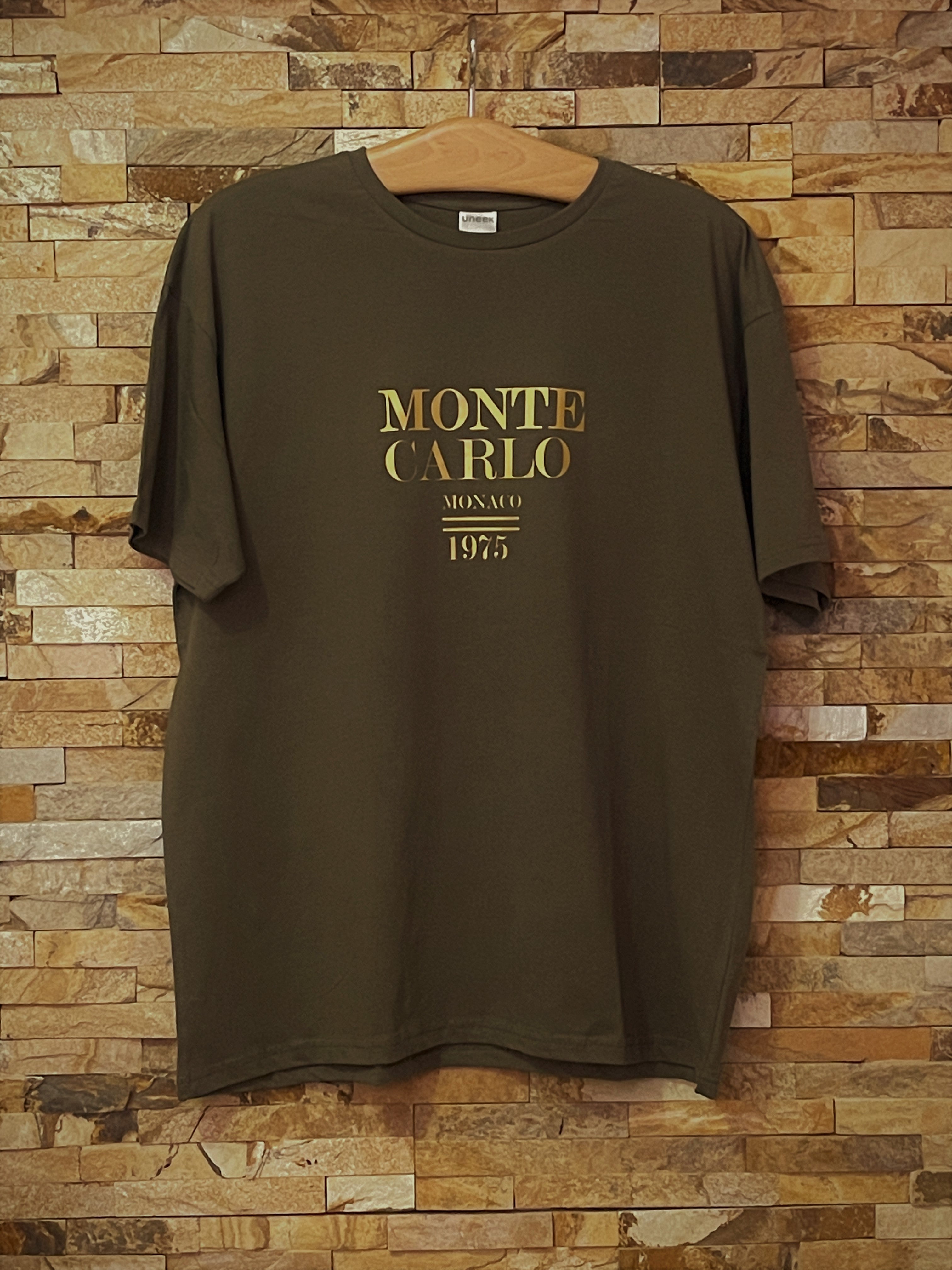 MONTE CARLO MONACO 1975 Gold Metallic Logo T-Shirt - Unisex