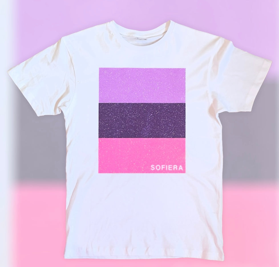 Glitter (Pink and Purple Shades) Block Design T-Shirt - Women