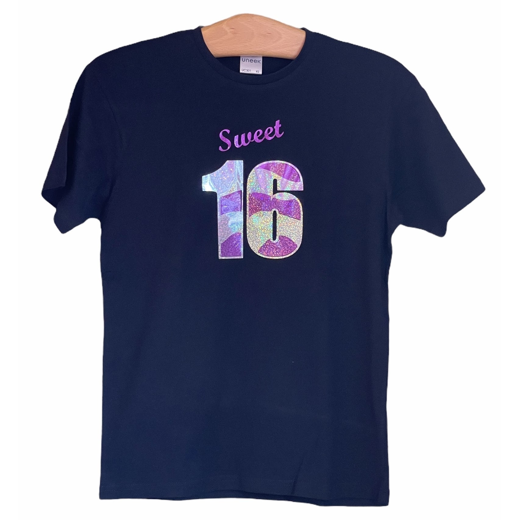 SWEET 16 metalic silver and purple logo T-Shirt - Women