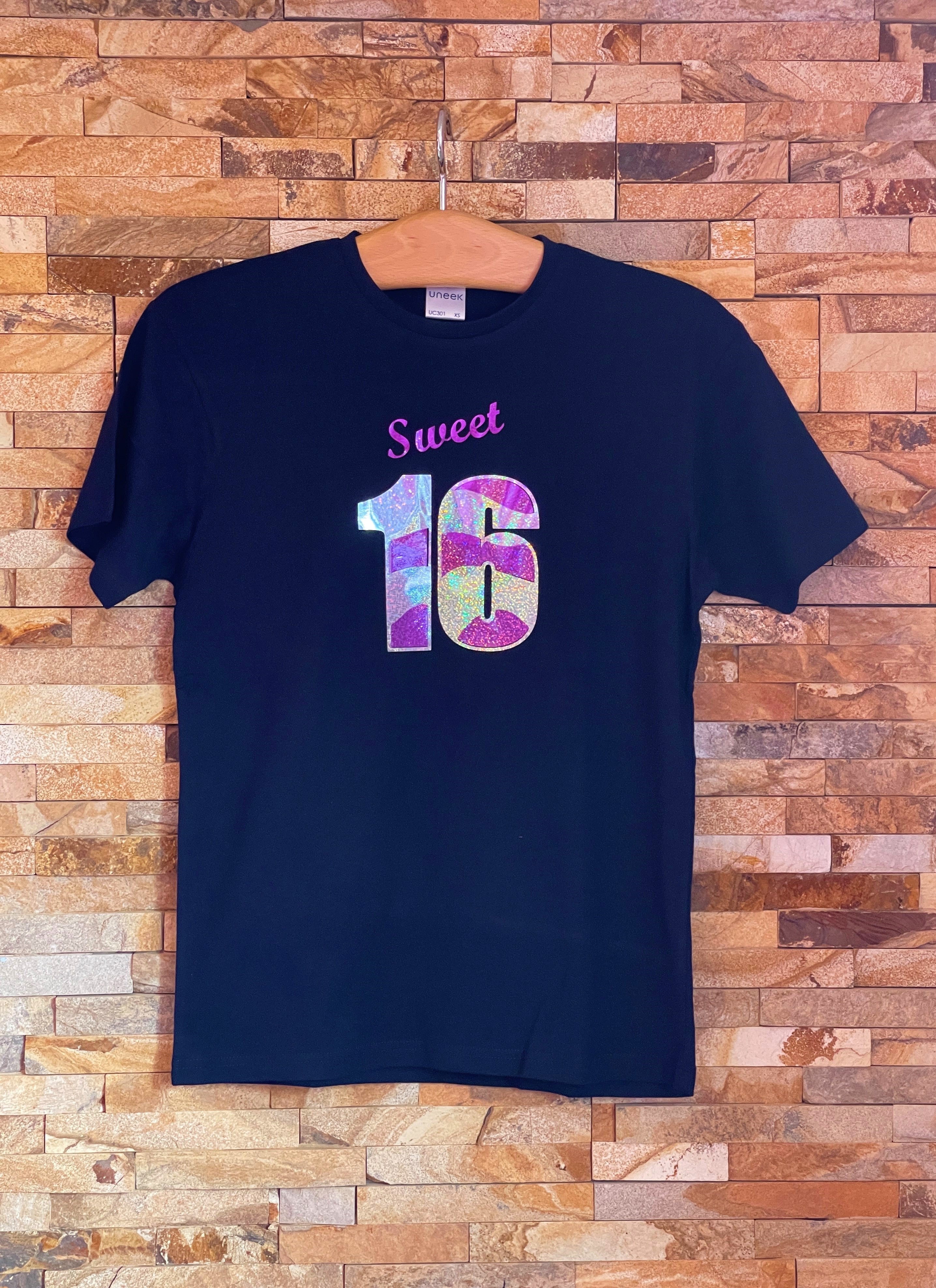 SWEET 16 metalic silver and purple logo T-Shirt - Women