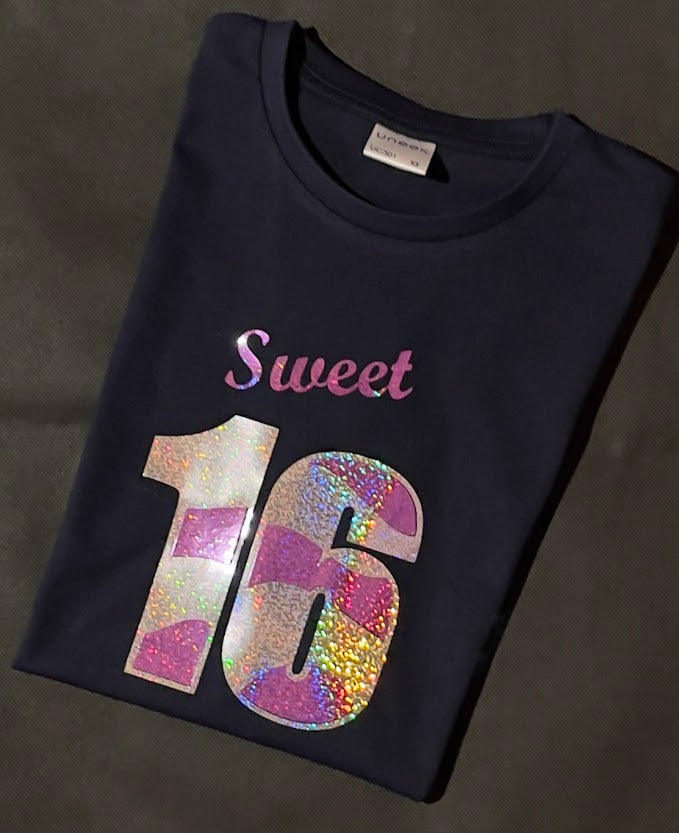 SWEET 16 metalic silver and purple logo T-Shirt - Women