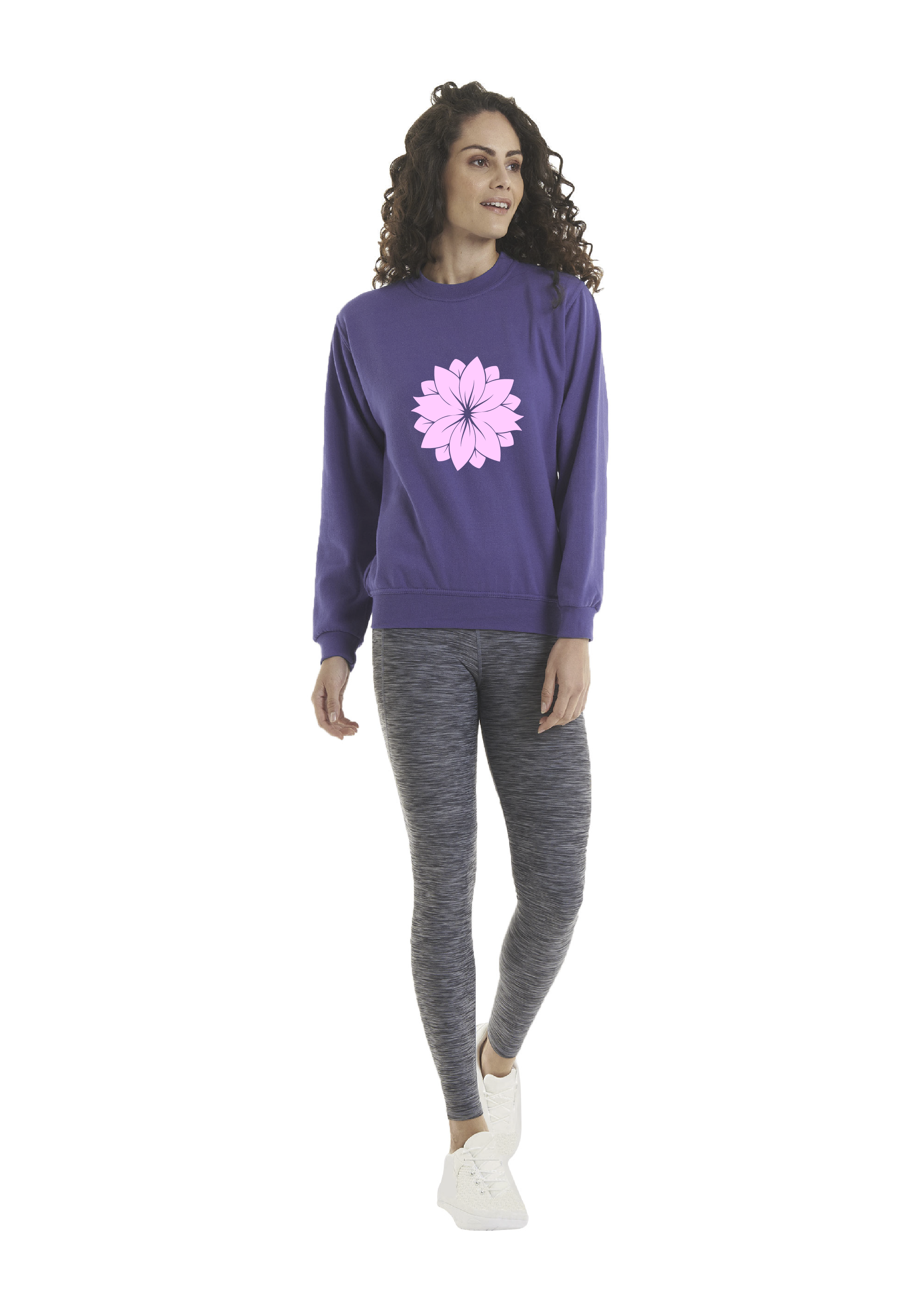 Lilac Flower Vinyl Logo - Deluxe Crew Neck Sweatshirt - Women