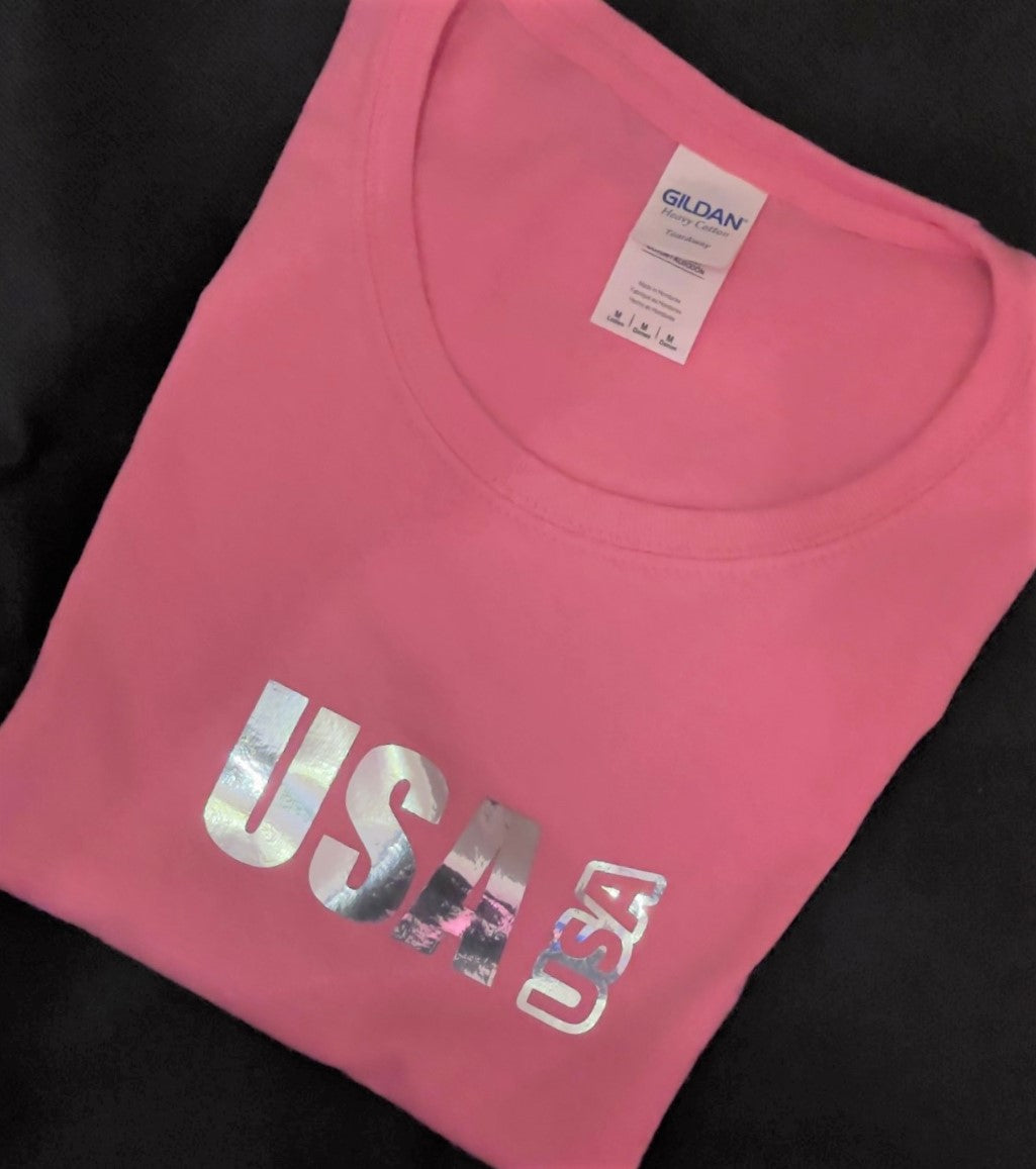 USA Metallic Logo T-Shirt - Unisex