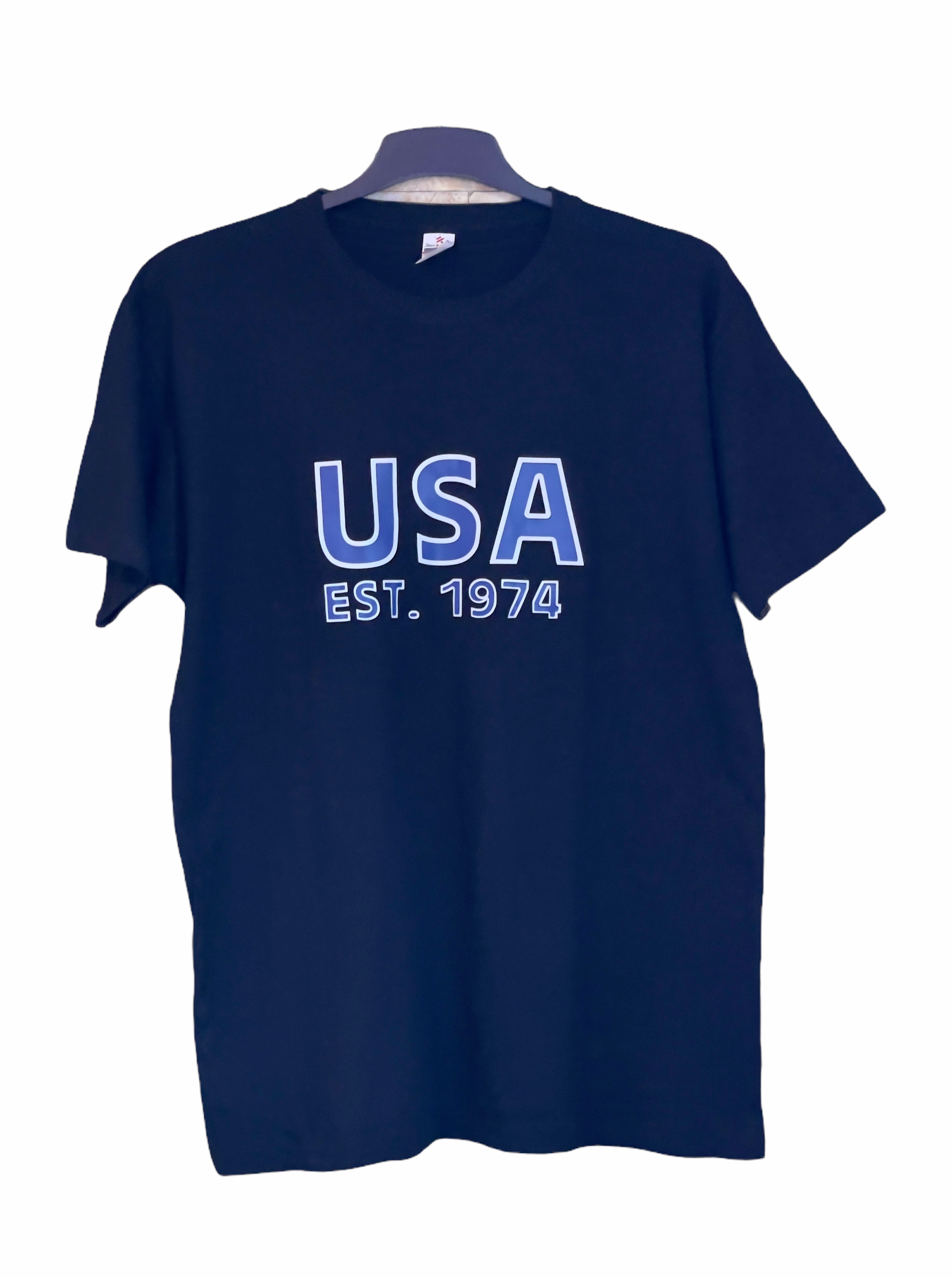 USA Est 1974 White and Blue Logo T-Shirt - Kids