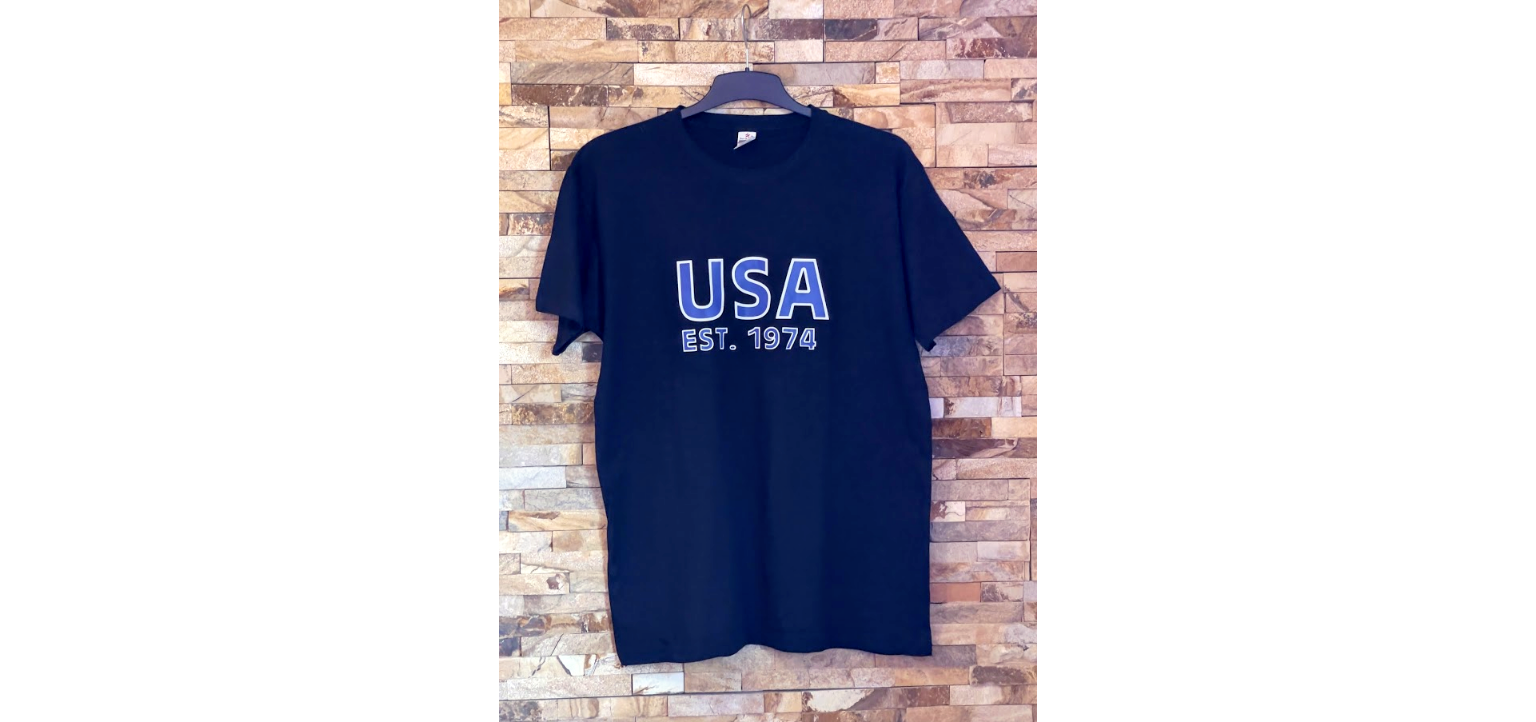 USA Est 1974 White and Blue Logo T-Shirt - Kids