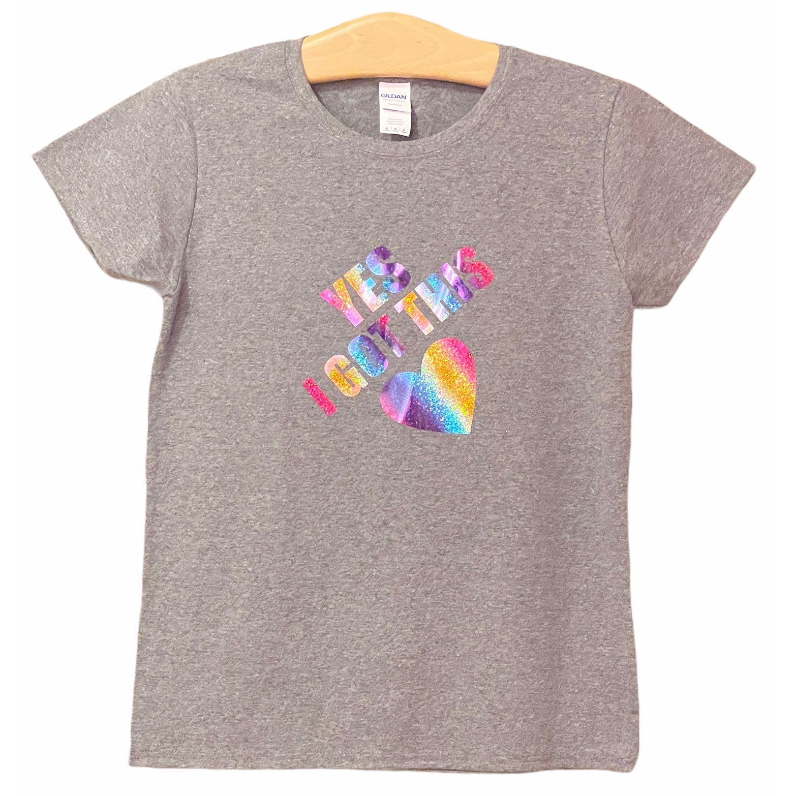 YES I GOT THIS with heart - Rainbow Holographic Logo T-Shirt - Girls