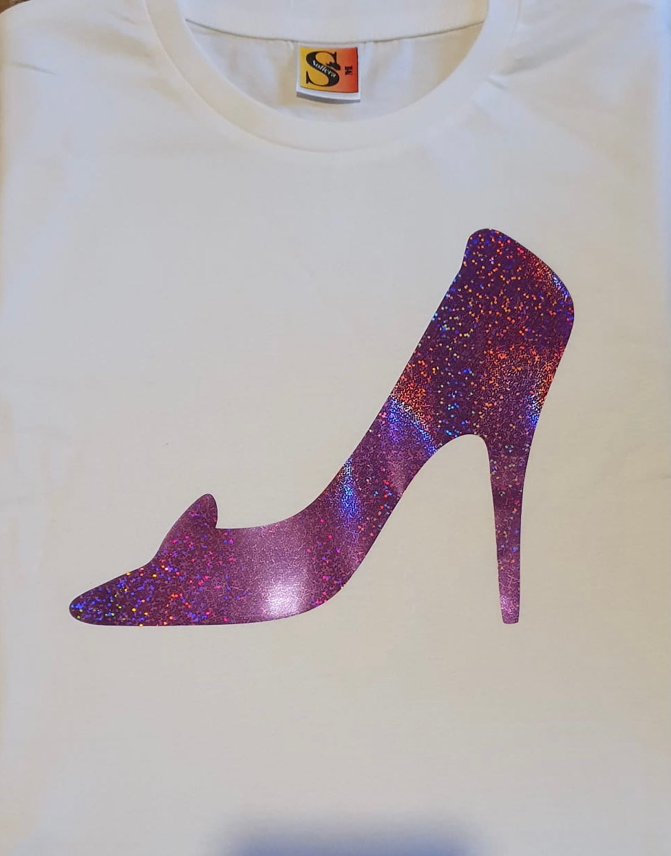 HEELS Pink Shimmer Vinyl Logo T-Shirt - Women